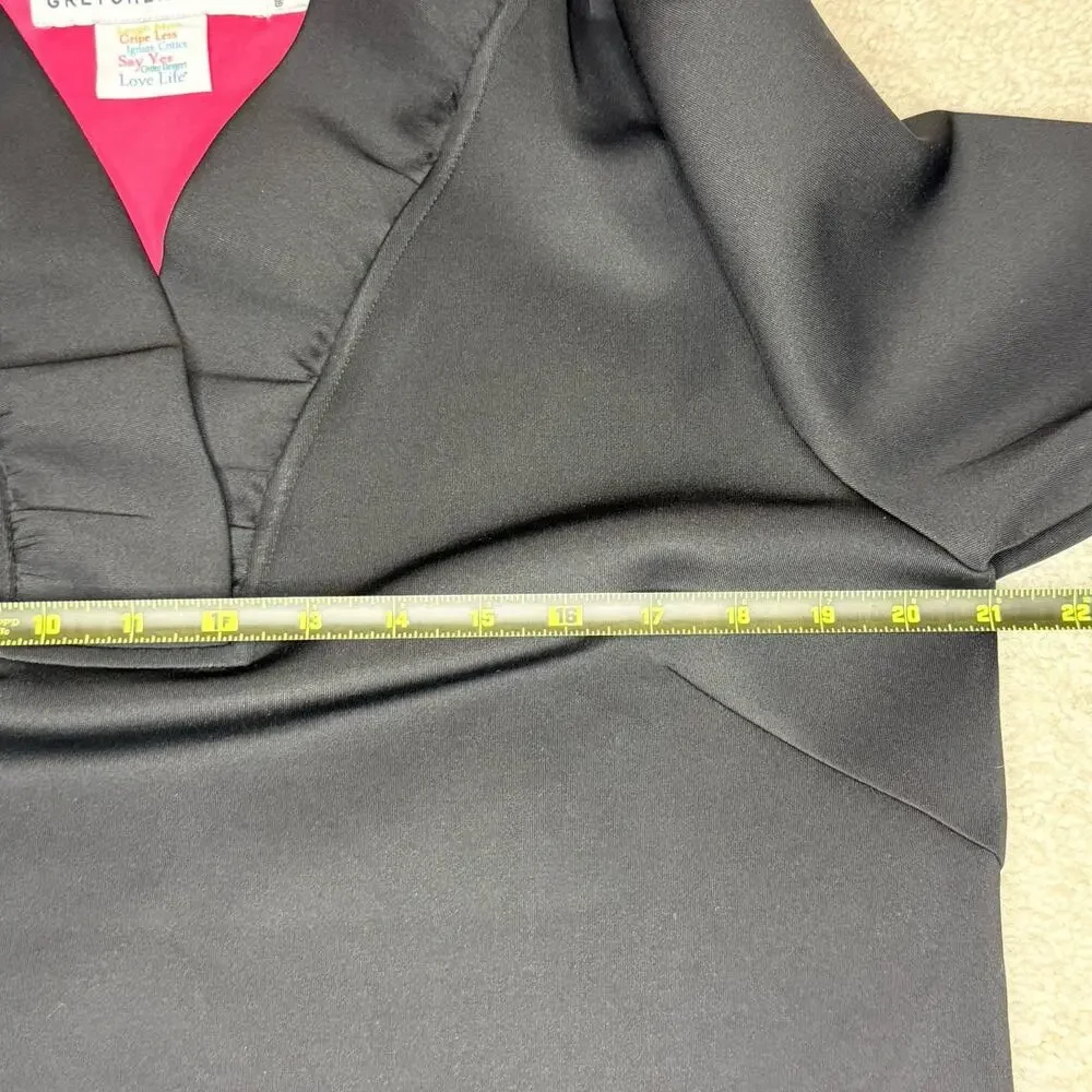 GRETCHEN SCOTT Jersey Ruffneck 3/4 Sleeve Top Black Ruffle Soft Stretch XXL/16 - Picture 8 of 12